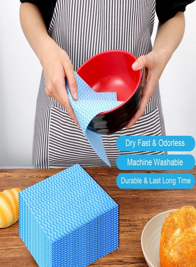 Lemecima 300 Pcs Disposable Dish Cloths for Kitchen Disposable Cleaning Cloth and Towels Handy Cleaning Wipes Disposable-Rags for Kitchen and Office(Blue) - Image 5